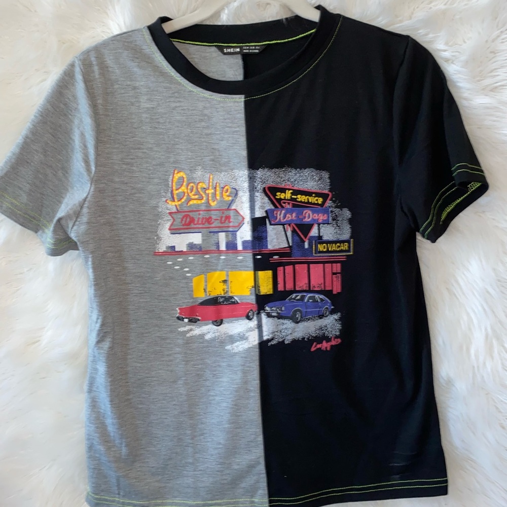 Color block graphic tee shirt